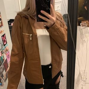 NWOT FAUX brown Leather jacket